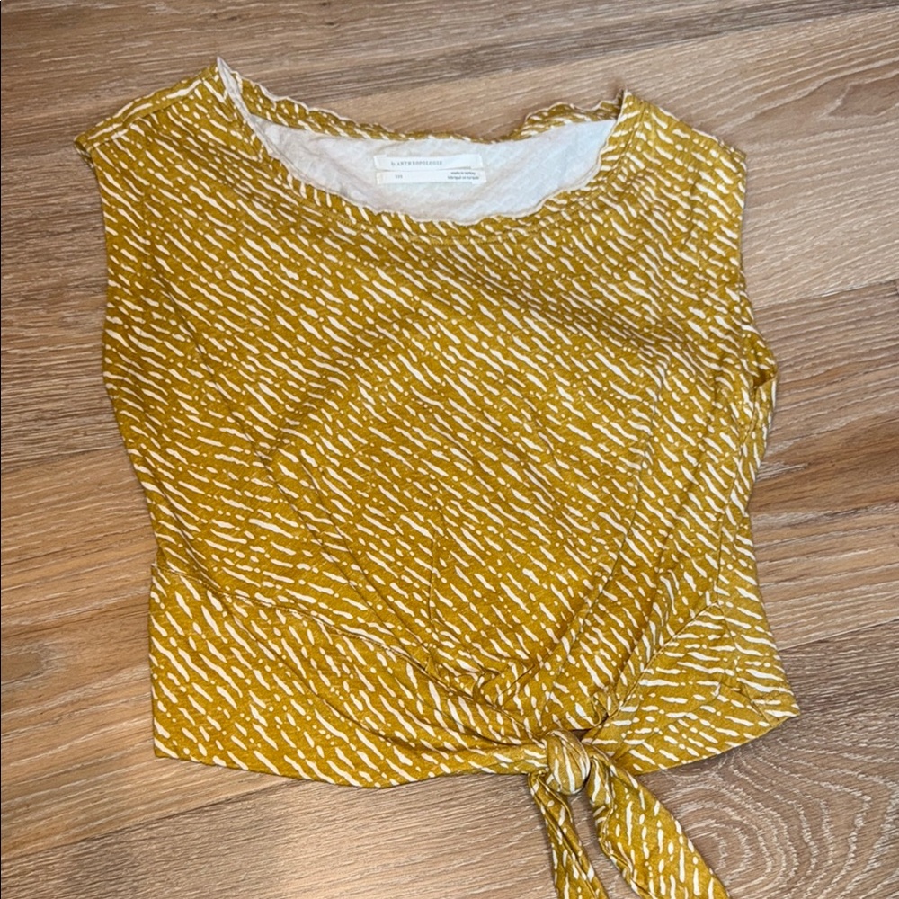 by Anthropologie Yellow Patterned Women's Crop Top